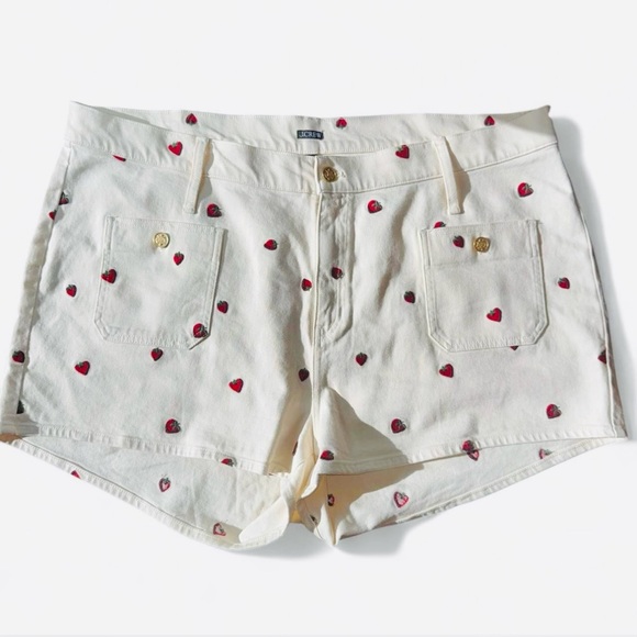 J. Crew Pants - J. Crew Women's Jean Shorts with Red Embroidered Strawberries